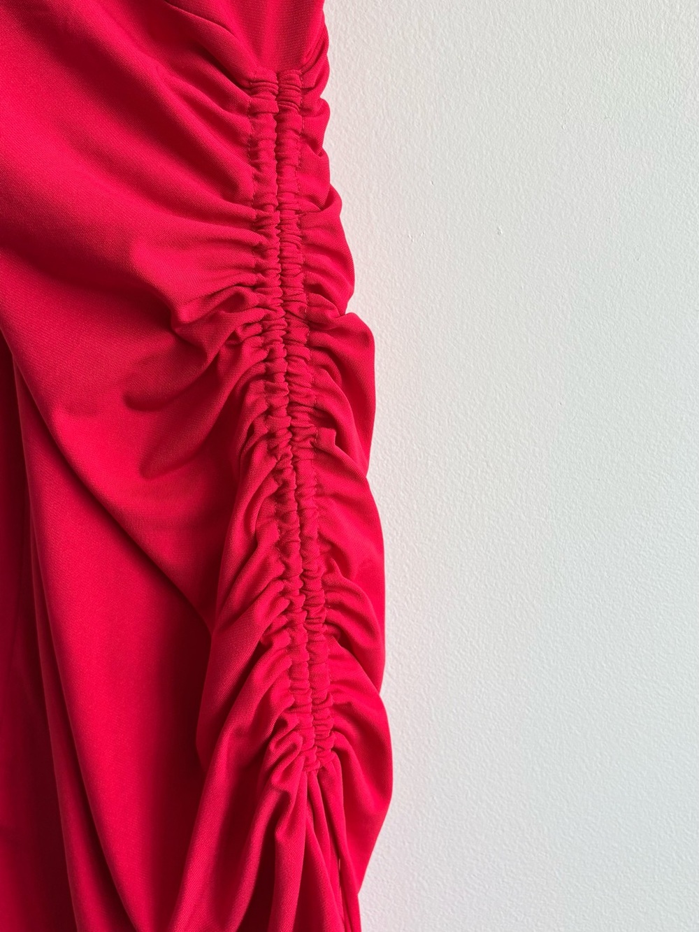 Red Ruched Side-Drawstring Slip Dress - Picture 5 of 6